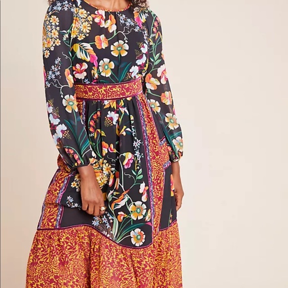 Anthropologie Dresses & Skirts - Anthropologie Adair Velvet-Trimmed Midi Dress